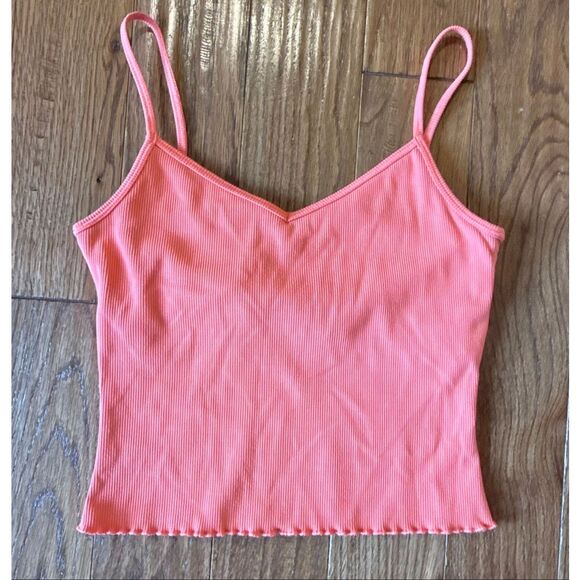 Gap fit coral ribbed built in bra cropped ribbed tank small - Picture 3 of 8